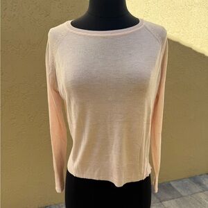 ZARA Lightweight Knit Light Pink Sweater Top Long Sleeve Sz S $49